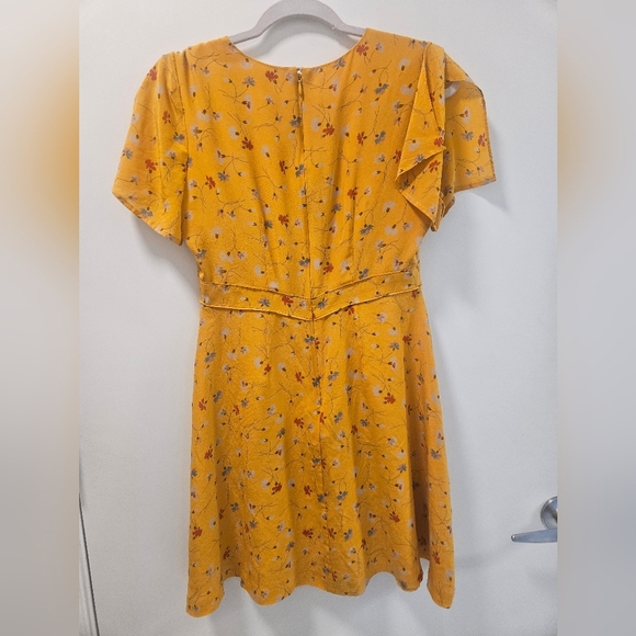 Madewell Silk Belladonna Yellow Floral Dress Size 4 - Picture 7 of 13